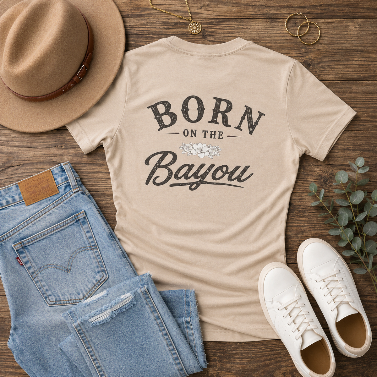 Born on the Bayou Women’s Graphic T-Shirt